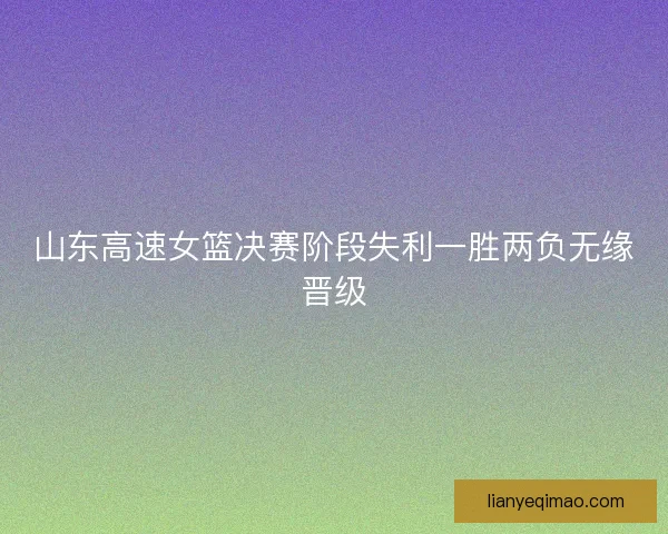 山东高速女篮决赛阶段失利一胜两负无缘晋级